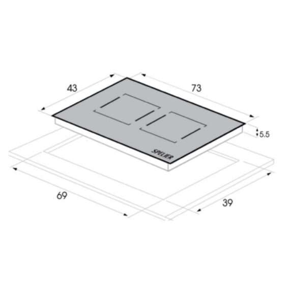 Kích thước bếp từ đôi Spelier SPM 528i Plus lắp âm