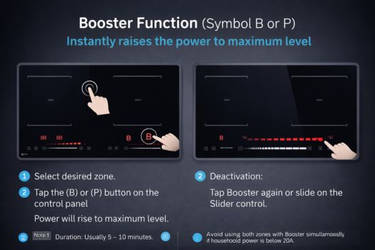 Chức năng Nấu nhanh Booster (Ký hiệu B hoặc P)