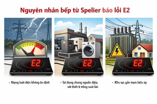 Nguyên nhân bếp từ Spelier báo lỗi E2