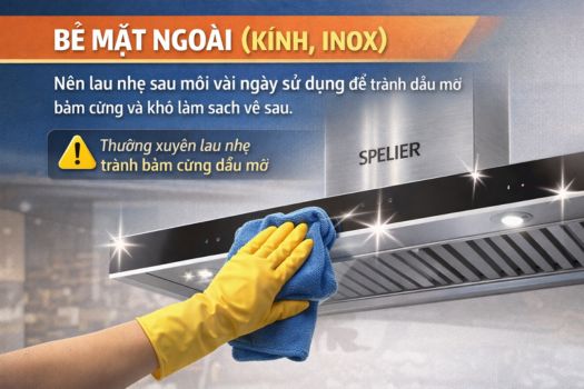 Bề mặt ngoài (kính, inox)