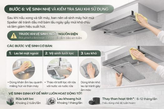 Bước 6_ Vệ sinh nhẹ và kiểm tra sau khi sử dụng