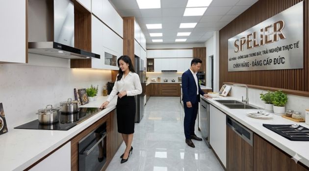 Cửa hàng spelier hải phòng không gian trưng bày sản phẩm hiện đại, sang trọng