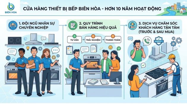 Cửa hàng thiết bị bếp tại 452 Nguyễn Ái Quốc, Tân Tiến, TP. Biên Hòa đã có gần 10 năm hoạt động
