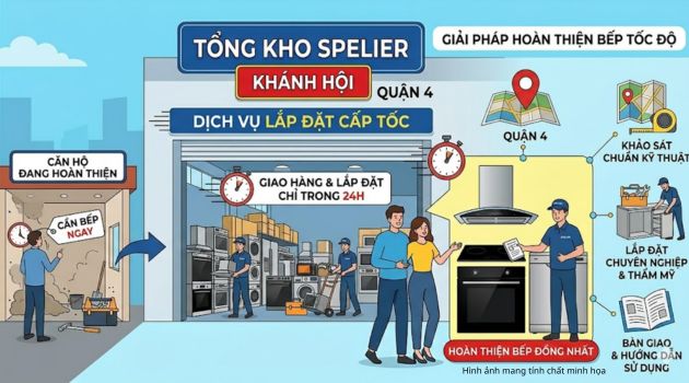 Hỗ trợ lắp đặt nhanh – phù hợp khách cần hoàn thiện bếp sớm