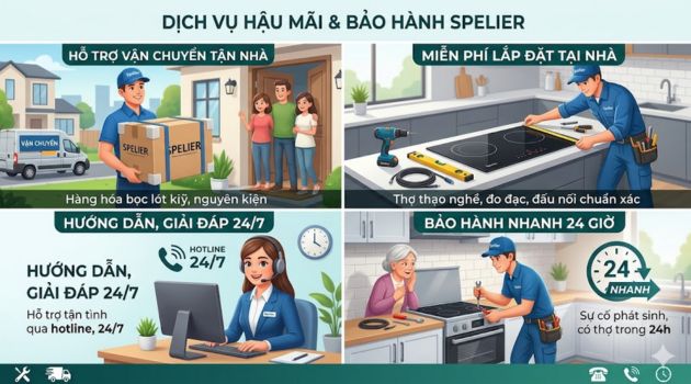 dịch vụ hậu mãi và bảo hành của cửa hàng spelier tại tại 652 Nguyễn Hữu Thọ
